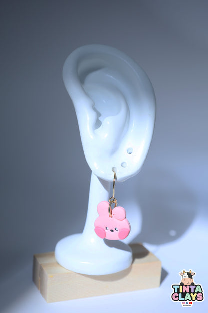Handmade Pink Bunny Earrings | Cute Minini Character Polymer Clay Earrings | Kawaii Handmade Jewelry