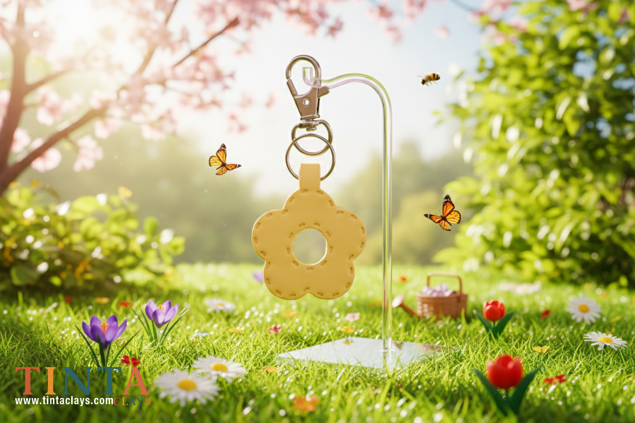 Yellow Flower Keychain | Polymer Keychain