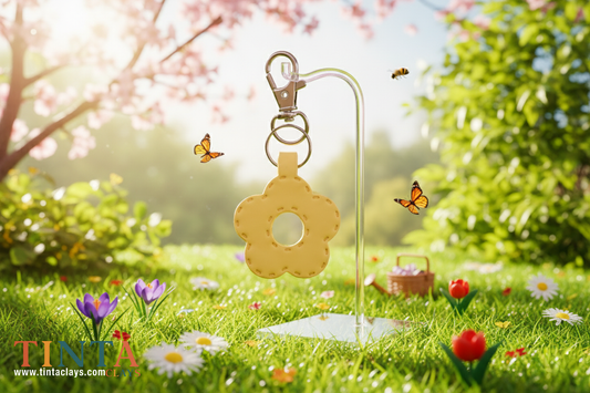Yellow Flower Keychain | Polymer Keychain