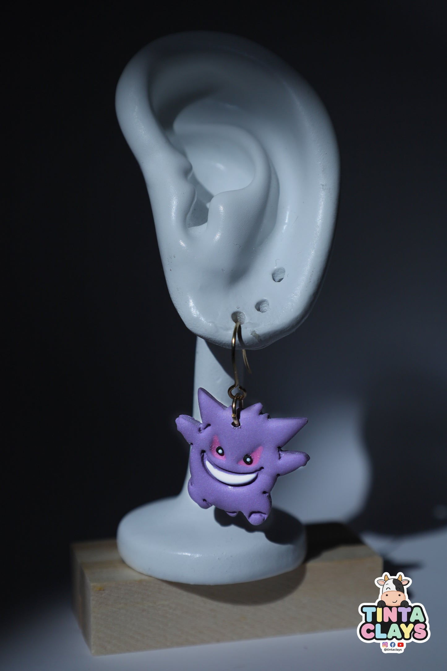 Handmade Shadow Monster Earrings | Purple Ghost-Inspired Polymer Clay Earrings | Fantasy Gaming Jewelry