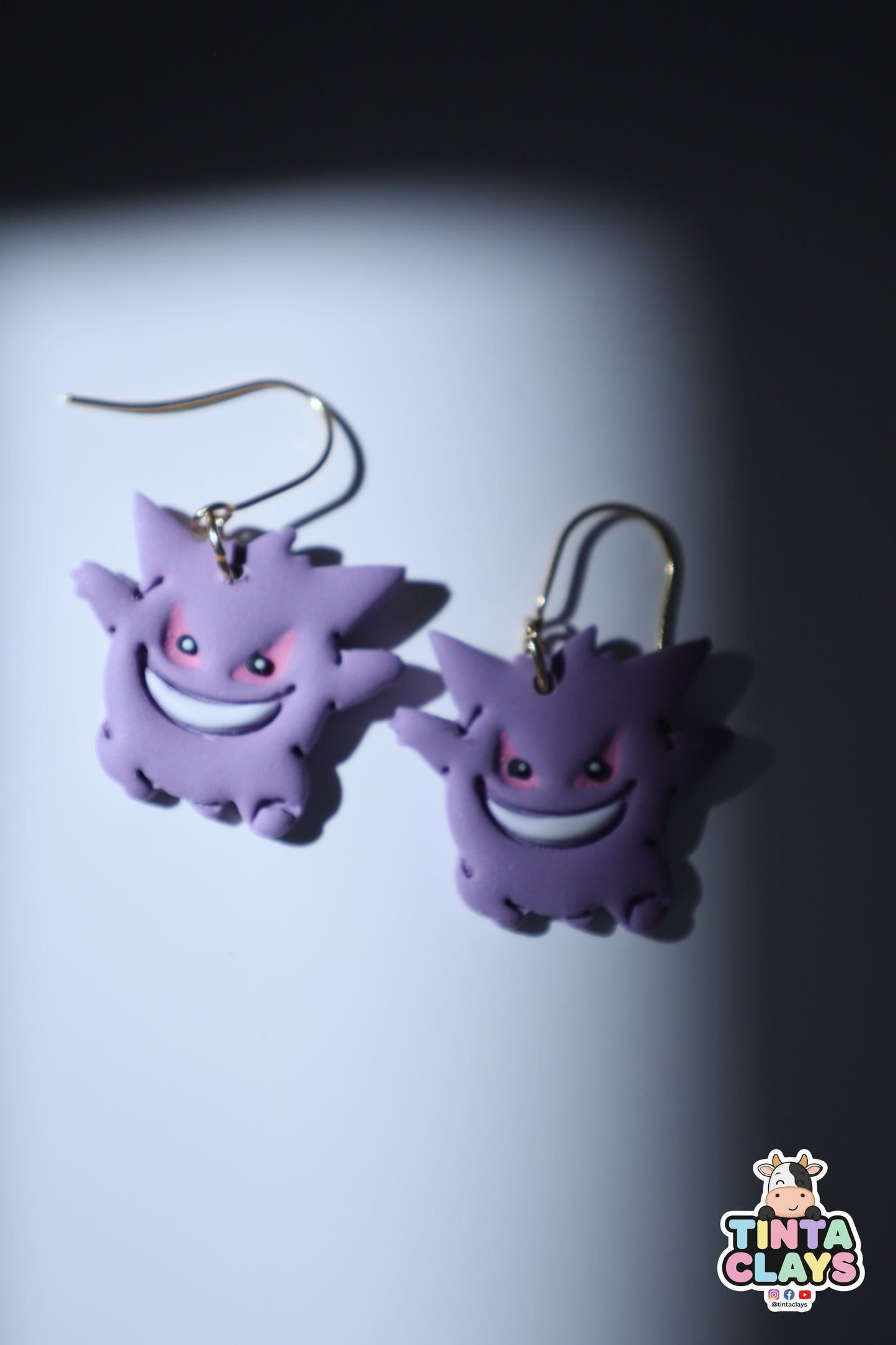 Handmade Shadow Monster Earrings | Purple Ghost-Inspired Polymer Clay Earrings | Fantasy Gaming Jewelry