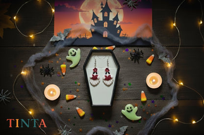 Ghost & Book Dangles | Halloween Special | Polymer Clay Earring