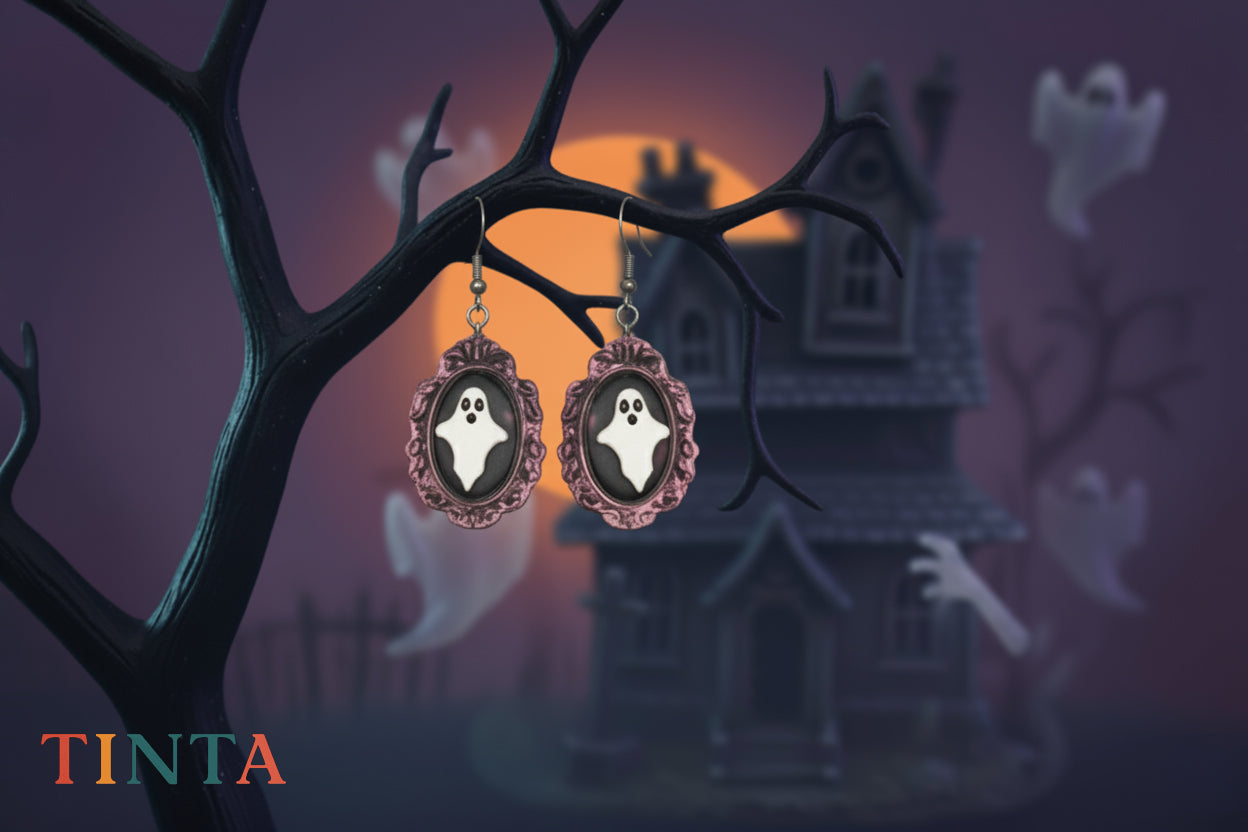 Mirror Ghost Dangles | Halloween Special | Polymer Clay Earring