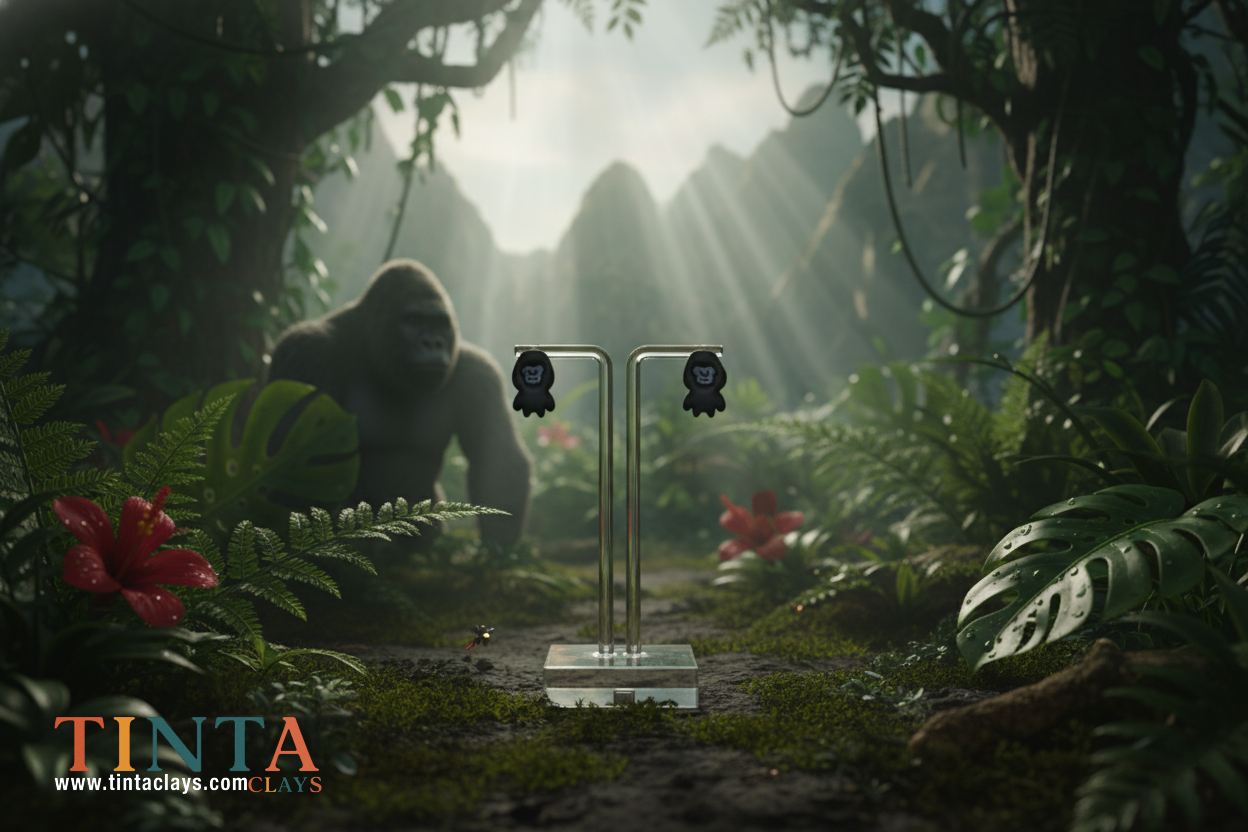 Gorilla Stud | Animal Collection | Polymer Clay Earring