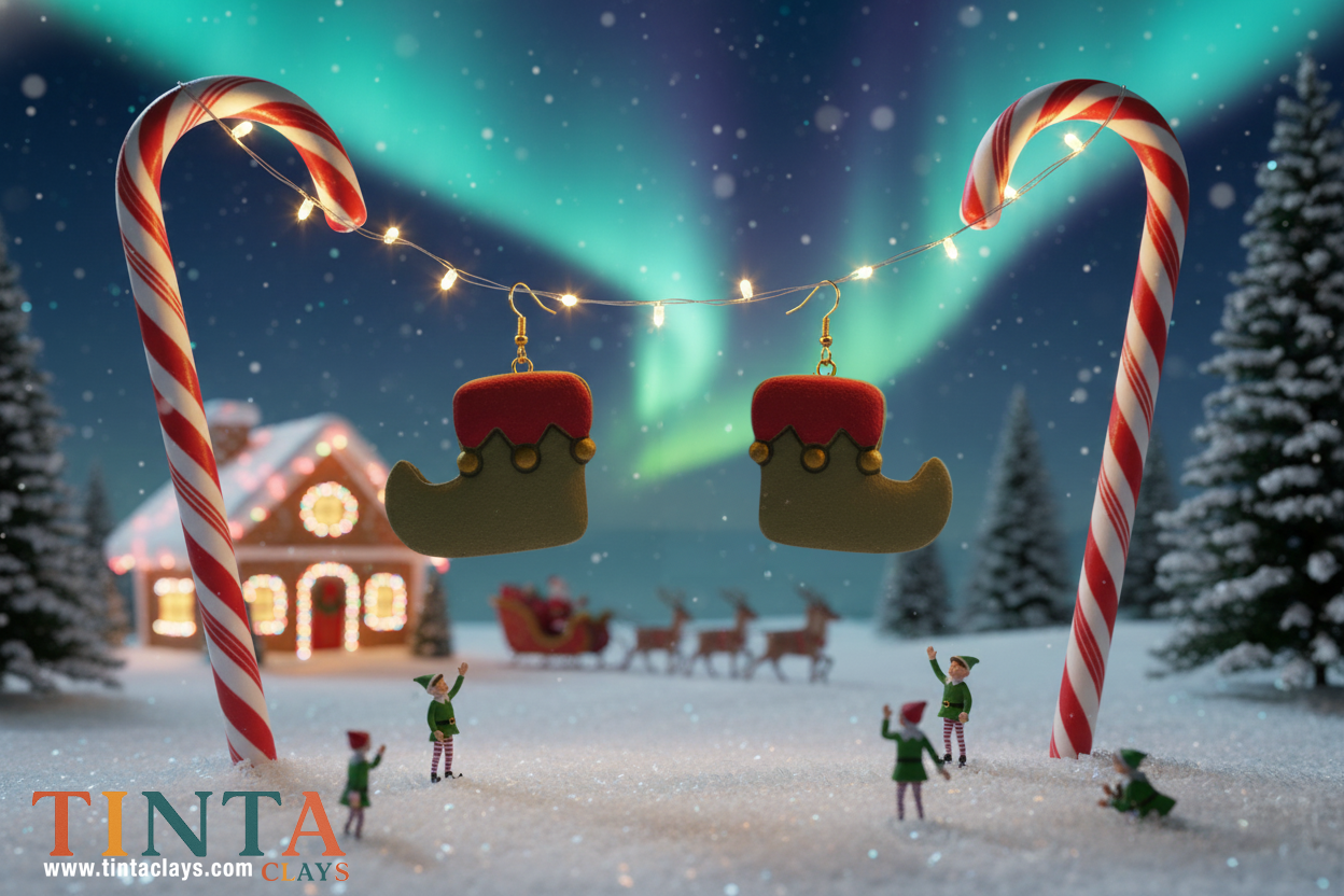 Curled Elf Boots | Christmas Special | Polymer Clay Earring