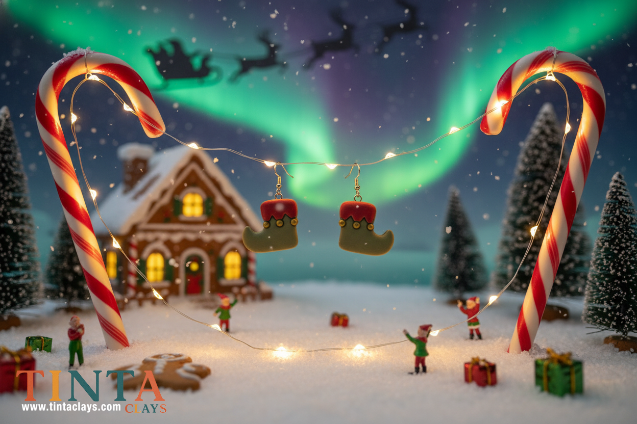 Curled Elf Boots | Christmas Special | Polymer Clay Earring