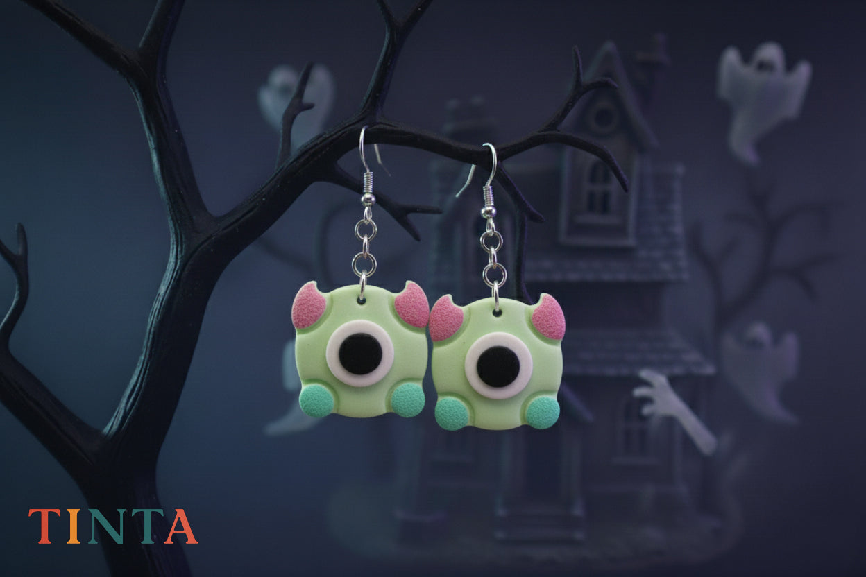 Green Monster Dangles | Halloween Special | Polymer Clay Earring