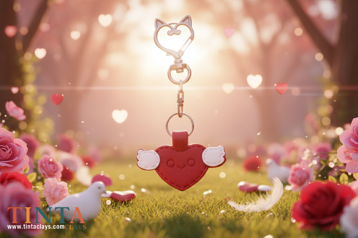 Angel Heart Keychain | Polymer Clay