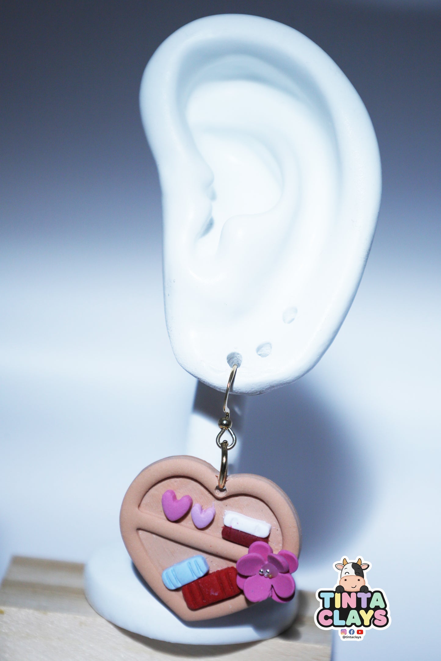 Handmade Heart Bookshelf Earrings | Miniature Library Polymer Clay Earrings | Book Lover Jewelry