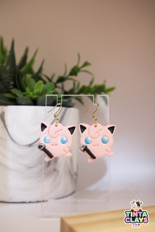 Handmade Pink Singing Character Earrings | Cute Polymer Clay Earrings | Gaming-Inspired Jewelry