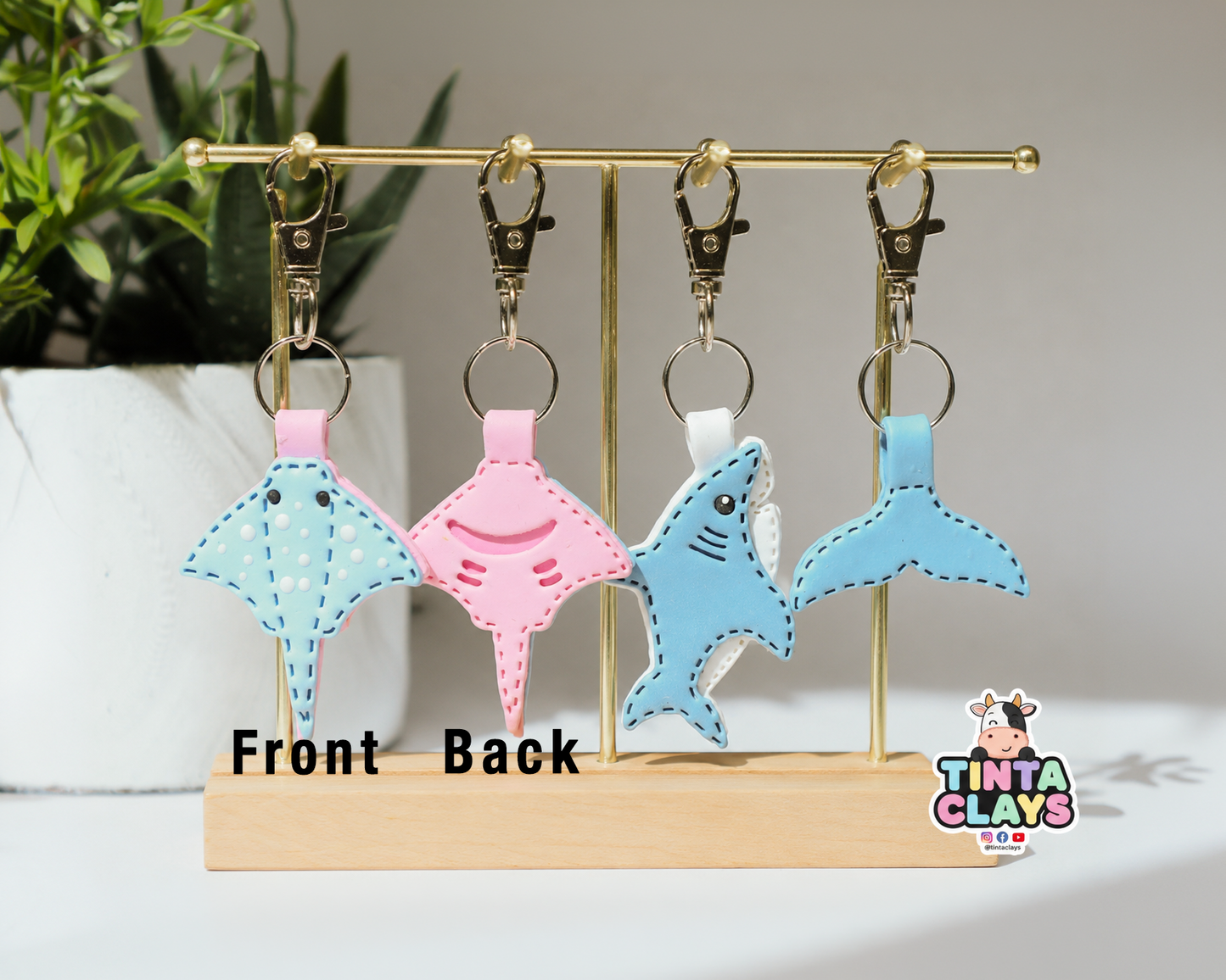 Cute Sea Creature Polymer Clay Keychain Set | Handmade Ocean Animal Charms | Tinta Clays