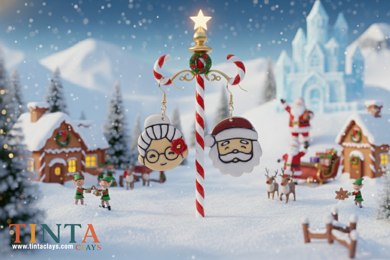 Mr. & Mrs. Claus | Christmas Special | Polymer Clay Earring
