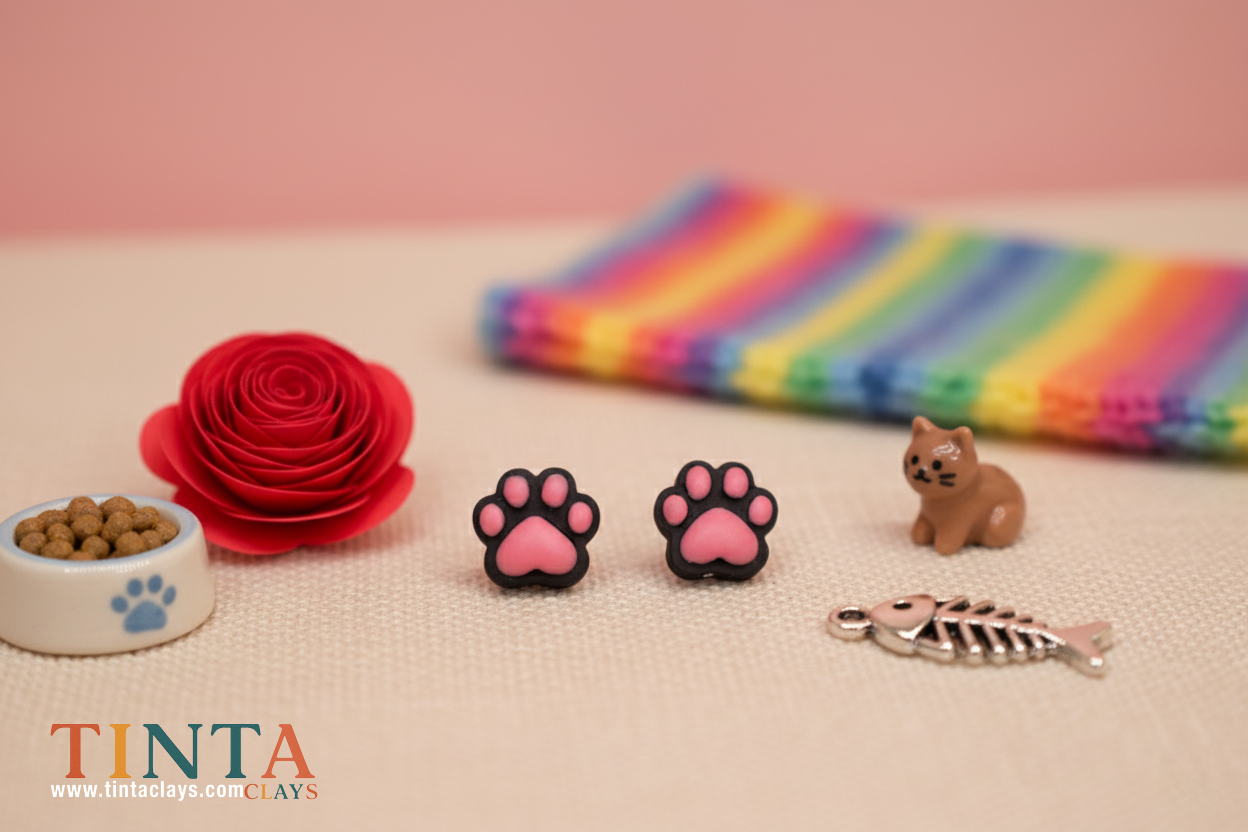 Cat Paw Stud | Animal Collection | Polymer Clay Earring