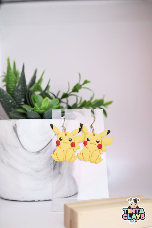Handmade Electric Mouse Earrings | Yellow Fantasy Creature Polymer Clay Earrings | Cute Handmade Jewelry