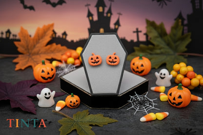 Smiley Pumpkin Stud | Halloween Special | Polymer Clay Earring