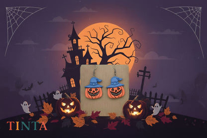 Pumpkin with Hat Dangles | Halloween Special | Polymer Clay Earring