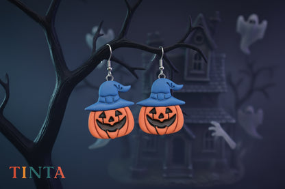 Pumpkin with Hat Dangles | Halloween Special | Polymer Clay Earring