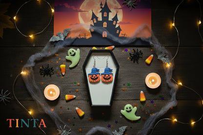 Pumpkin with Hat Dangles | Halloween Special | Polymer Clay Earring