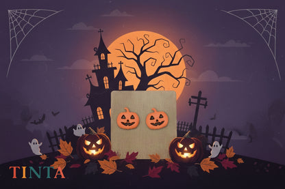 Smiley Pumpkin Stud | Halloween Special | Polymer Clay Earring