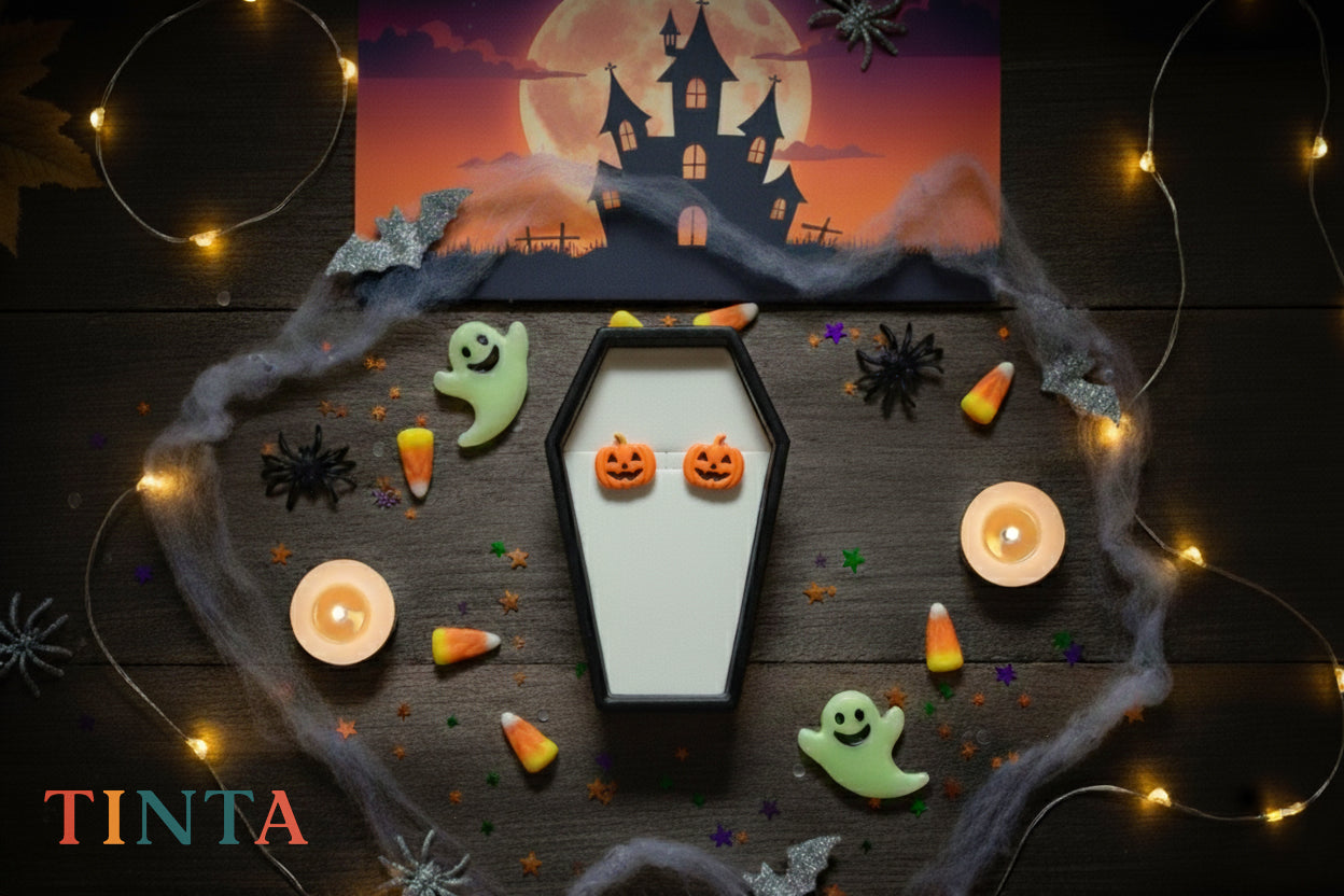 Smiley Pumpkin Stud | Halloween Special | Polymer Clay Earring