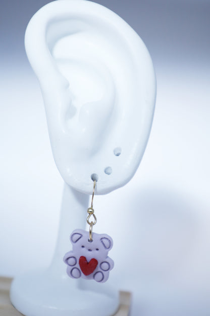 Bear Heart Stud | Animal Collection | Polymer Clay Earring