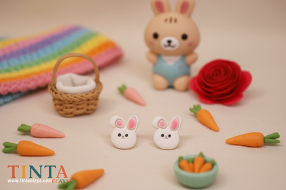 Cute Rabbit Stud | Animal Collection | Polymer Clay Earring