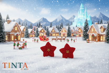 Red Blossom Stud | Christmas Special | Polymer Clay Earring