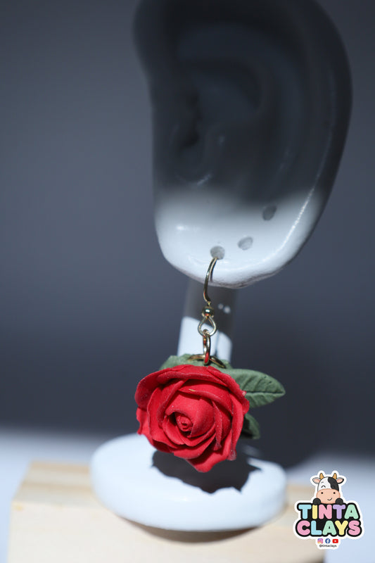Handmade Red Rose Earrings | Polymer Clay Floral Earrings