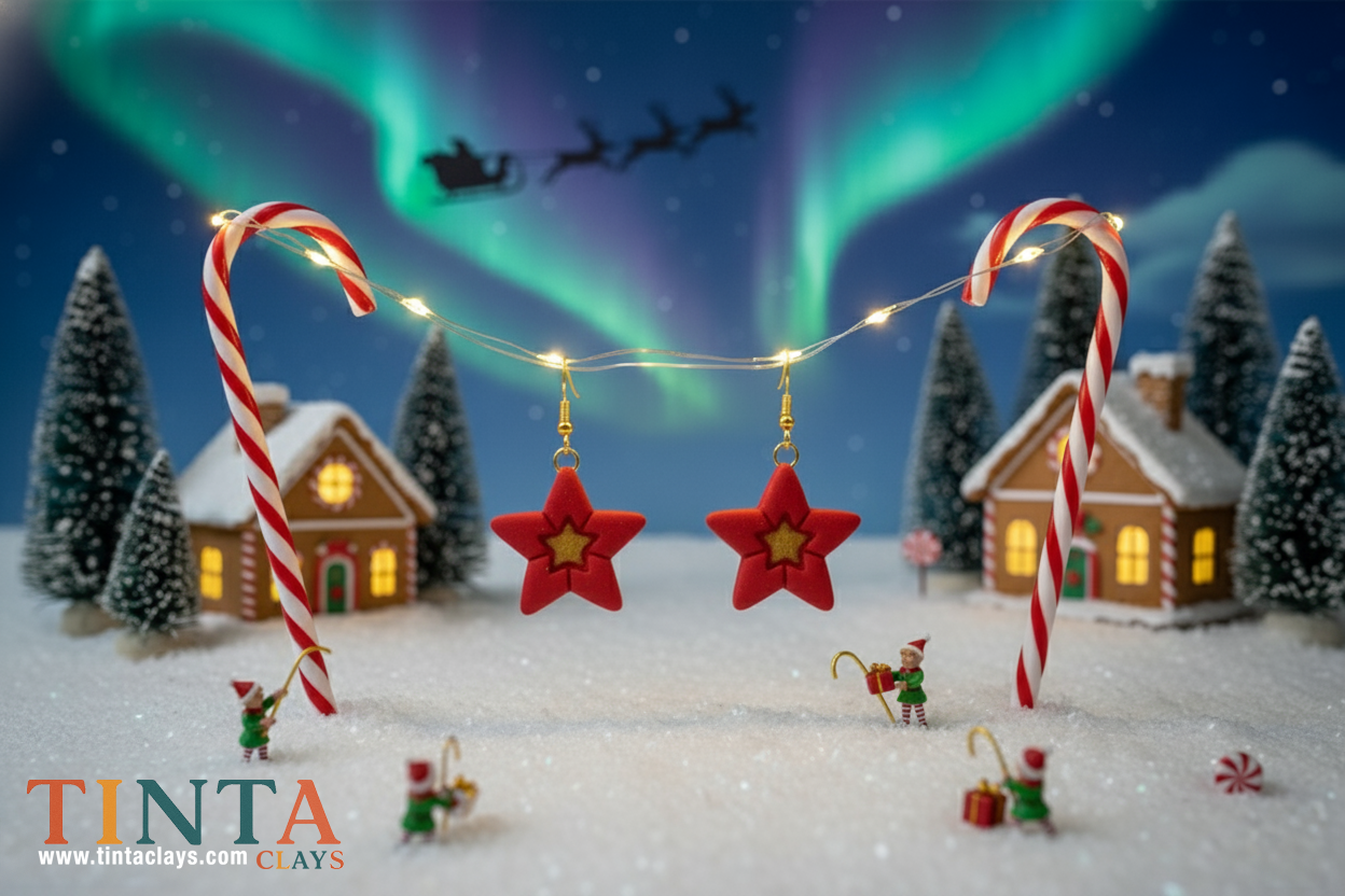 Red Star Stud | Christmas Special | Polymer Clay Earring