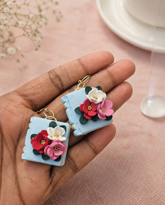 Floral Book Drop Earrings | Everyday Special | Polymer Clay Earring