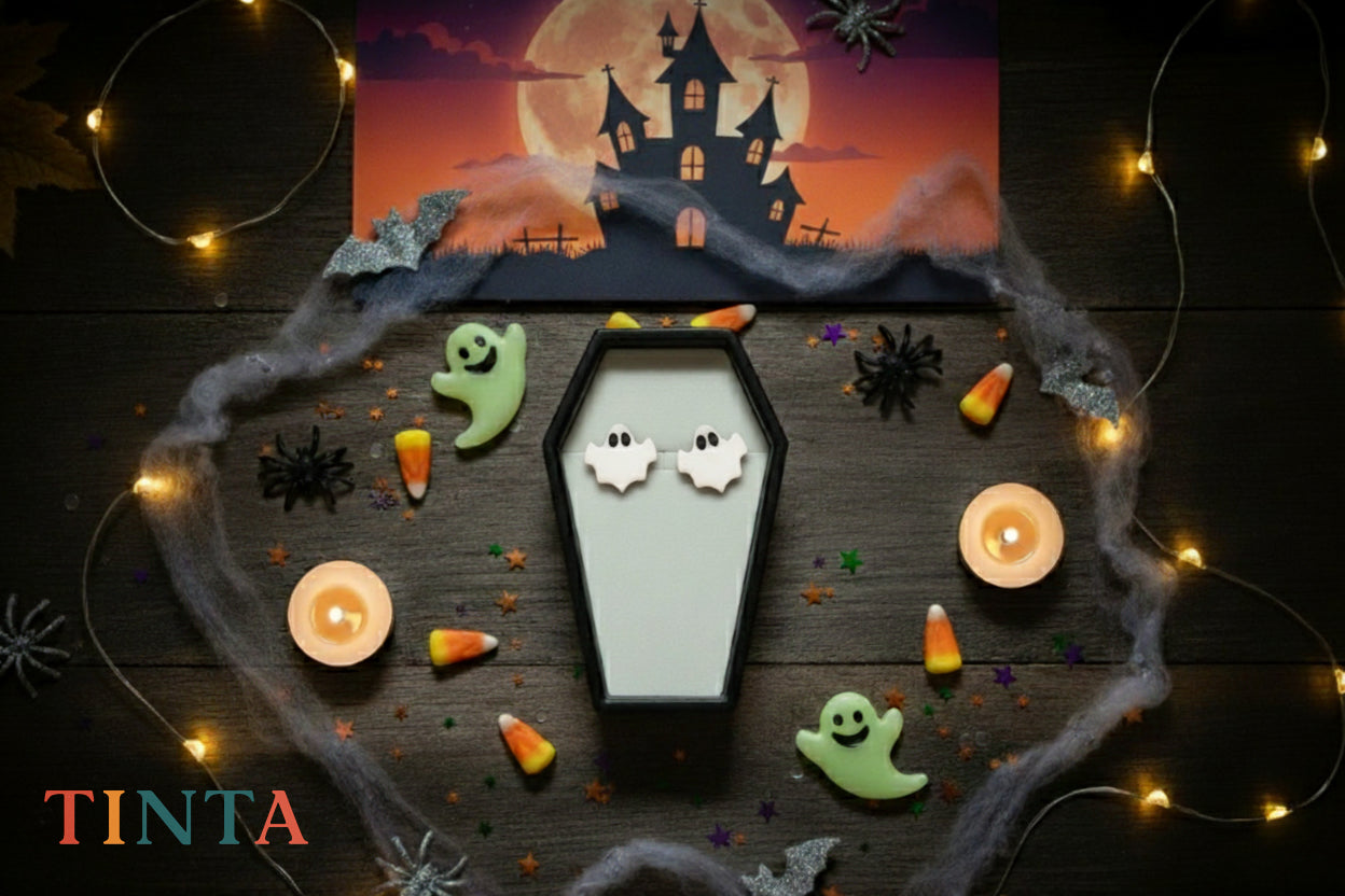 Spooky Ghost Robe Stud | Halloween Special | Polymer Clay Earring