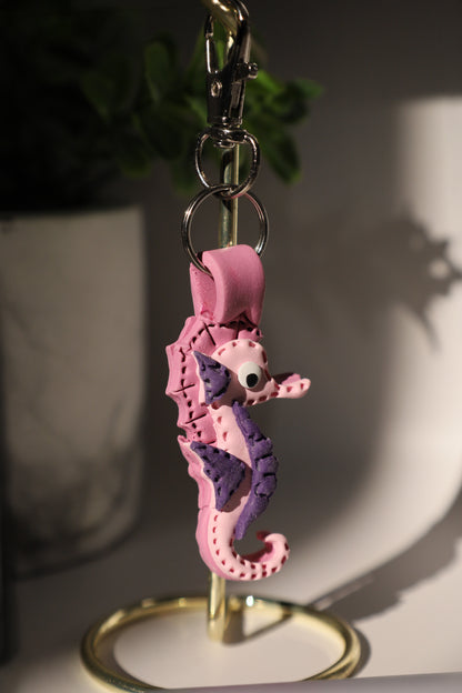 Cute Seahorse Polymer Clay Keychain | Handmade Ocean Bag Charm | Tinta Clays
