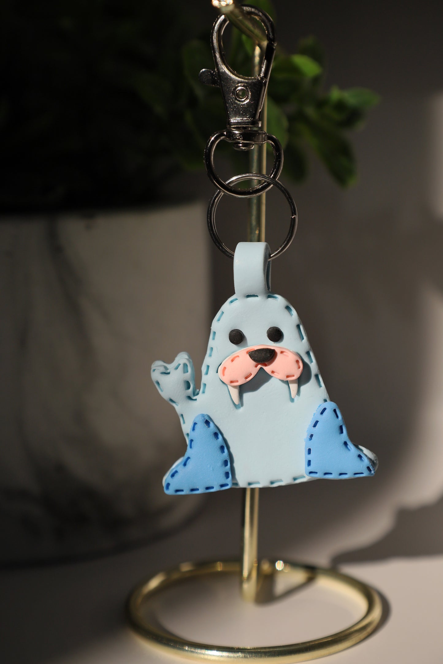 Cute Sea Lion Polymer Clay Keychain | Handmade Ocean Animal Bag Charm | Tinta Clays