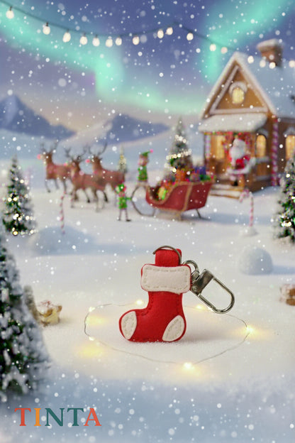 Red Stocking Keychain | Christmas Bag Charm