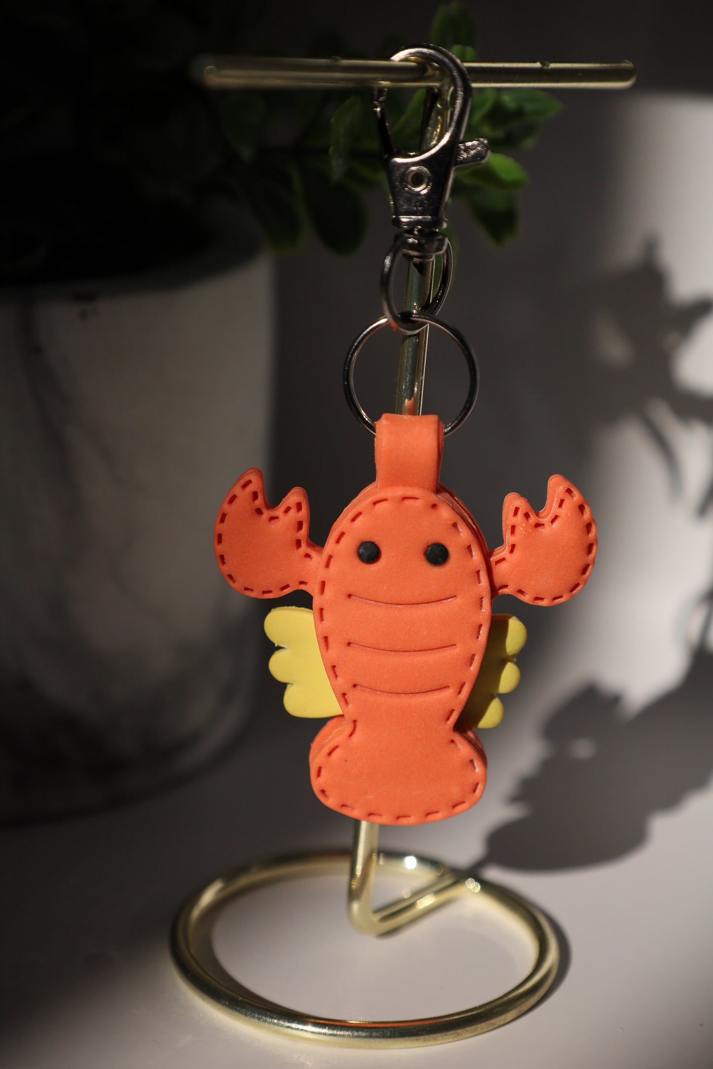 Cute Shrimp Polymer Clay Keychain | Handmade Sea Life Bag Charm | Tinta Clays