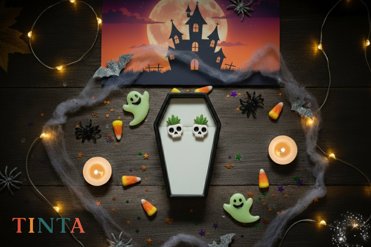 Skull Pot Stud | Halloween Special | Polymer Clay Earring