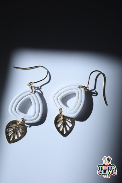 Handmade Ivory Geometric Drop Earrings | Modern Polymer Clay Earrings | Minimalist Statement Jewelry